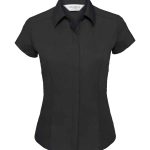 Russell Collection Ladies Cap Sleeve Fitted Poplin Shirt