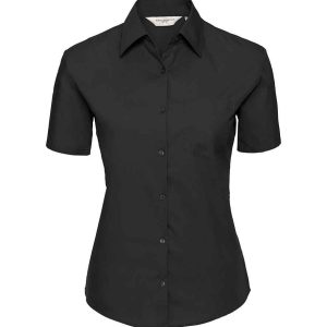 Russell Collection Ladies Short Sleeve Easy Care Cotton Poplin Shirt