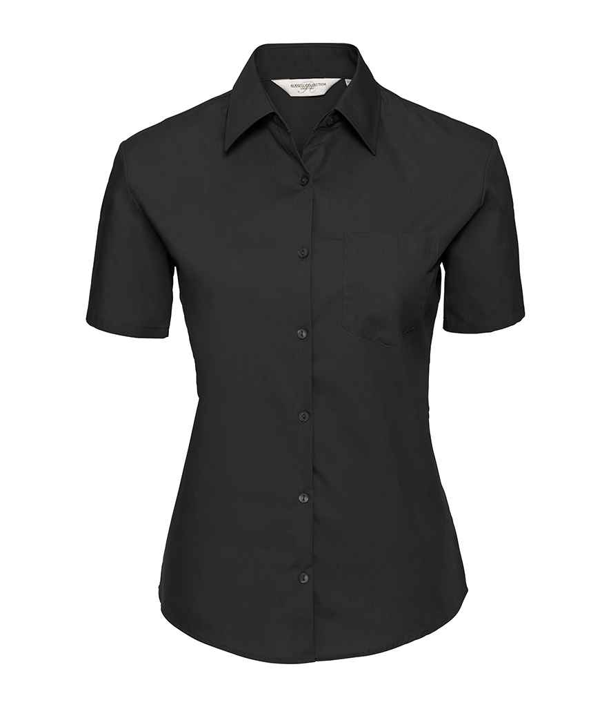 Russell Collection Ladies Short Sleeve Easy Care Cotton Poplin Shirt