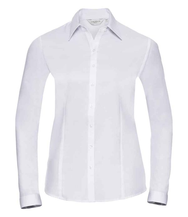 Russell Collection Ladies Long Sleeve Herringbone Shirt