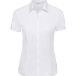 Russell Collection Ladies Short Sleeve Herringbone Shirt