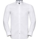 Russell Collection Long Sleeve Contrast Herringbone Shirt