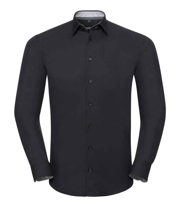 Russell Collection Long Sleeve Contrast Ultimate Stretch Shirt