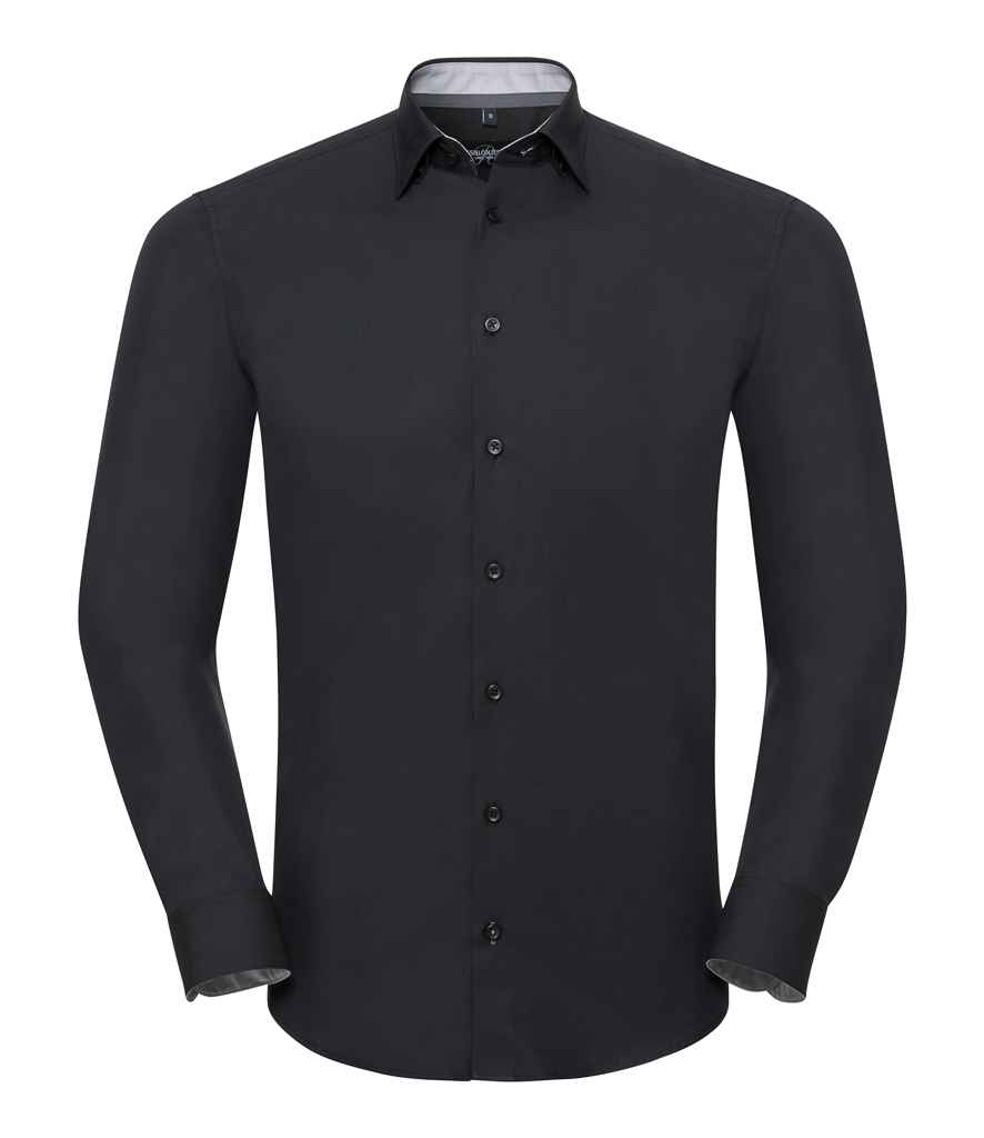 Russell Collection Long Sleeve Contrast Ultimate Stretch Shirt