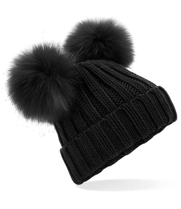 Beechfield Junior Faux Fur Double Pom Pom Beanie