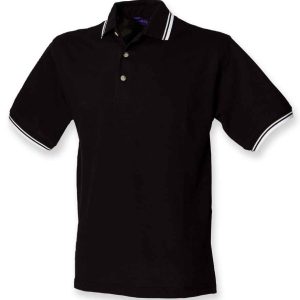 Henbury Contrast Double Tipped Cotton Piqué Polo Shirt