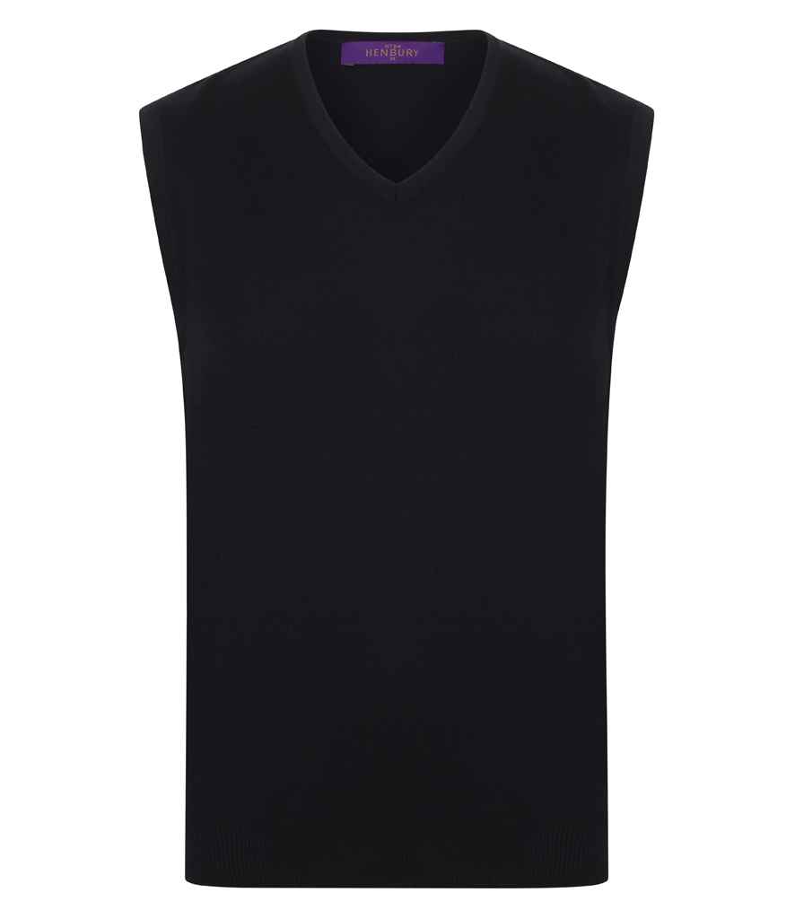 Henbury Lightweight Sleeveless Cotton Acrylic V Neck Sweater