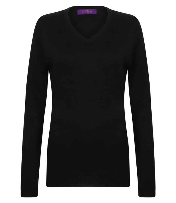 Henbury Ladies Acrylic V Neck Sweater