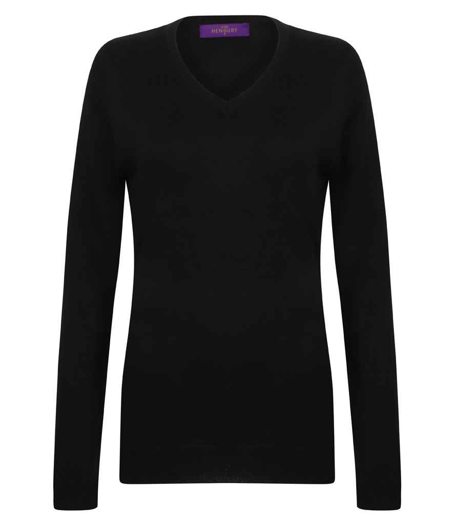 Henbury Ladies Acrylic V Neck Sweater