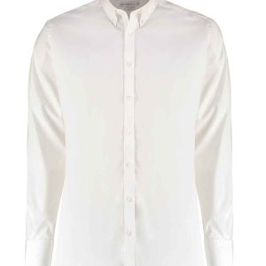 Kustom Kit Slim Fit Stretch Long Sleeve Oxford Shirt