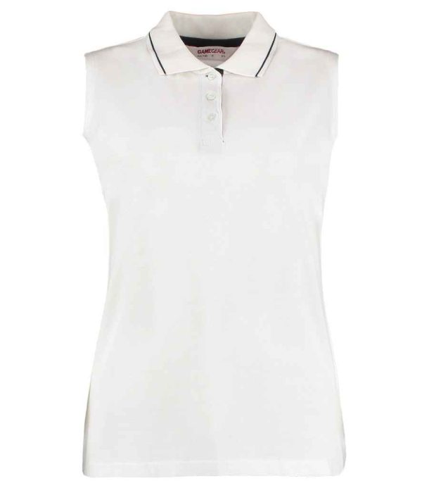 Kustom Kit Ladies Proactive Sleeveless Cotton Piqué Polo Shirt