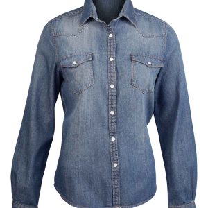 Kariban Ladies Long Sleeve Denim Shirt