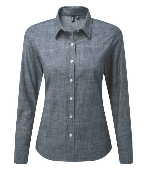 Premier Ladies Long Sleeve Chambray Shirt