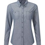 Premier Ladies Organic Fairtrade Certified Long Sleeve Chambray Shirt