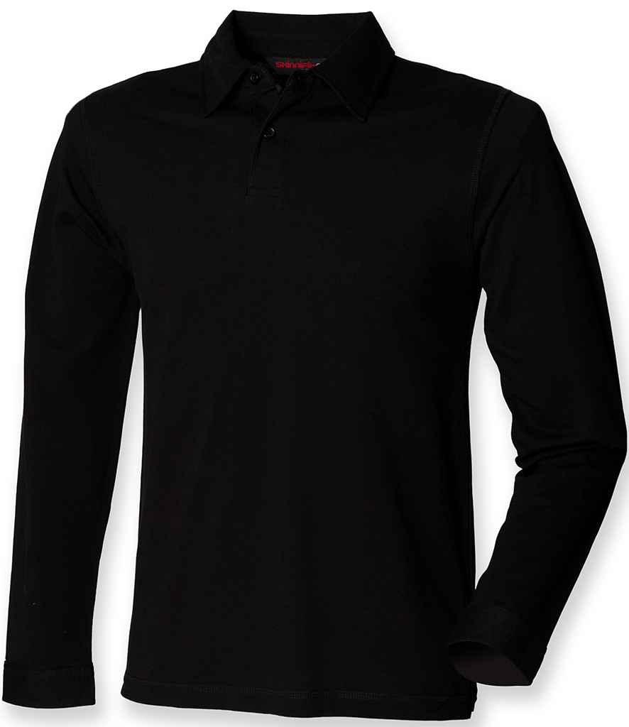 SF Men Long Sleeve Stretch Polo Shirt