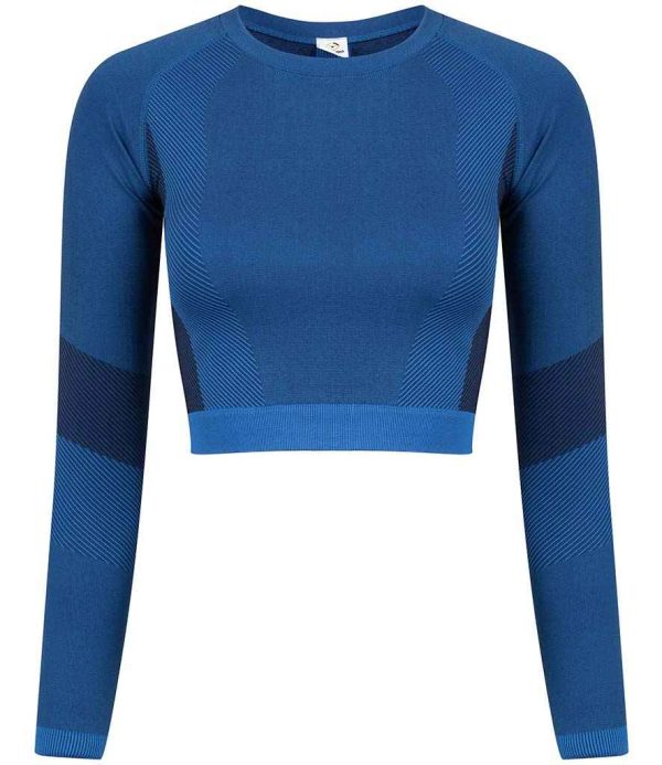 Tombo Ladies Seamless Panelled Long Sleeve Crop Top