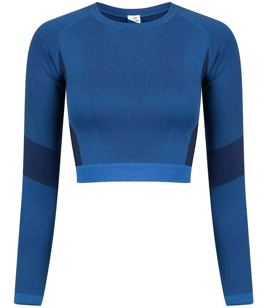 Tombo Ladies Seamless Panelled Long Sleeve Crop Top