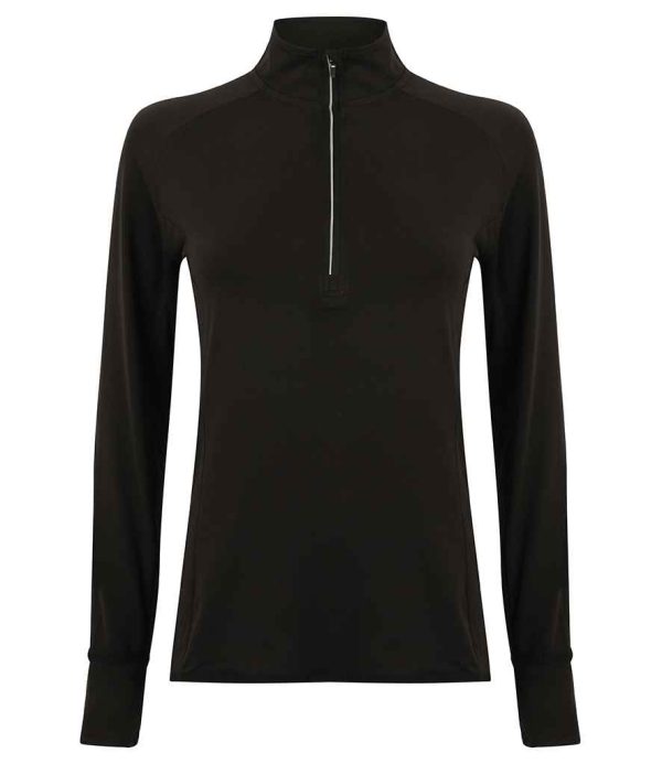 Tombo Ladies Long Sleeve Zip Neck Performance Top